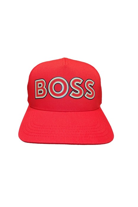 Boss - Logo Baskılı, Pamuklu Şapka - 50476198 Kırmızı