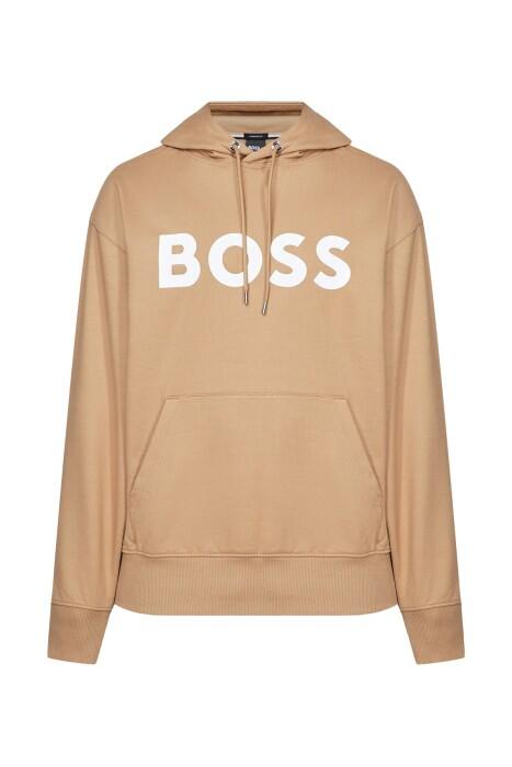 Boss - Logo Detaylı Kapüşonlu Erkek SweatShirt - 50496661 Bej