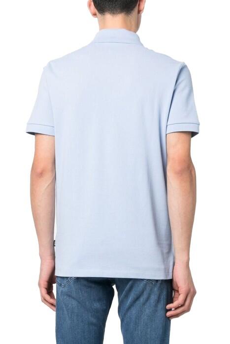 Logo İşlemeli Organik Pamuklu Erkek Polo T-Shirt - 50468301 Açık Mavi