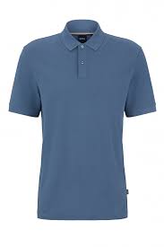 Boss - Logo İşlemeli Organik Pamuklu Erkek Polo T-Shirt - 50468301 Açık Mavi