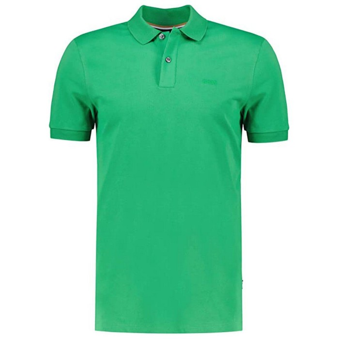 Boss - Logo İşlemeli Organik Pamuklu Erkek Polo T-Shirt - 50468301 Açık Yeşil