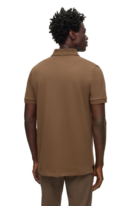 Logo İşlemeli Organik Pamuklu Erkek Polo T-Shirt - 50468301 Kahverengi