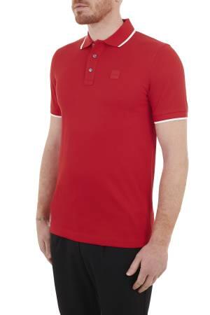 Logo İşlemeli Organik Pamuklu Erkek Polo T-Shirt - 50468301 Kırmızı - Thumbnail
