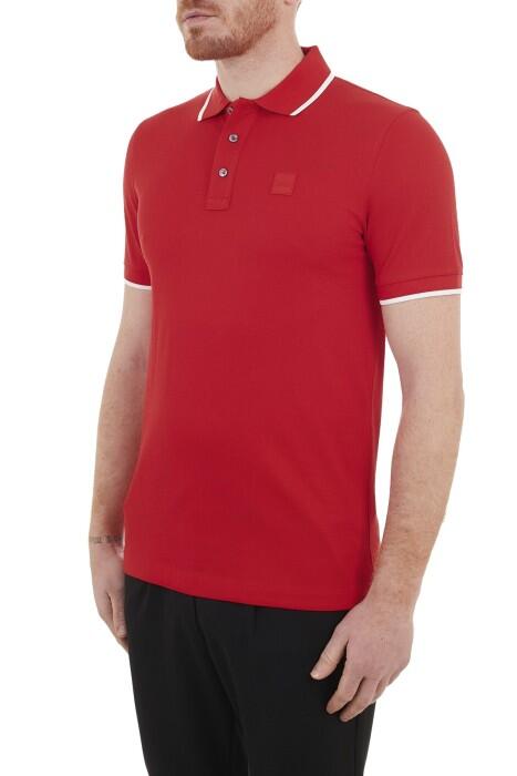 Logo İşlemeli Organik Pamuklu Erkek Polo T-Shirt - 50468301 Kırmızı