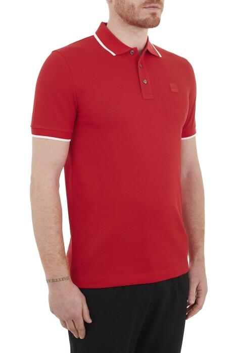 Logo İşlemeli Organik Pamuklu Erkek Polo T-Shirt - 50468301 Kırmızı