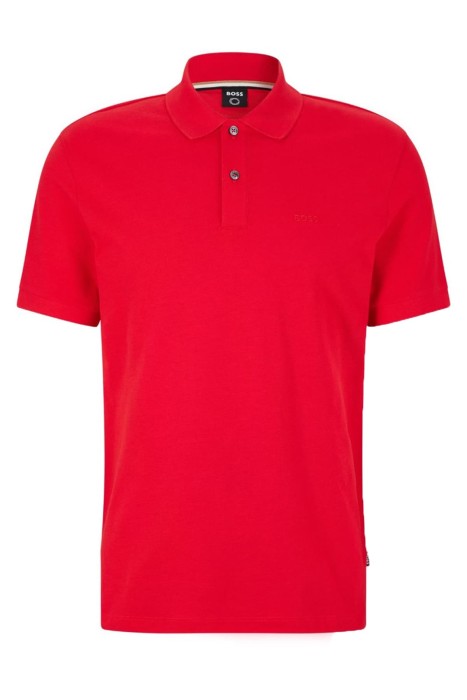 Boss - Logo İşlemeli Organik Pamuklu Erkek Polo T-Shirt - 50468301 Kırmızı