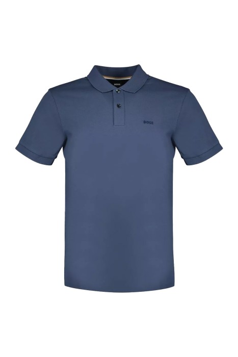 Boss - Logo İşlemeli Organik Pamuklu Erkek Polo T-Shirt - 50468301 Mavi