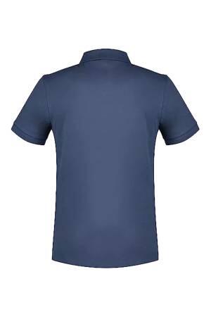 Logo İşlemeli Organik Pamuklu Erkek Polo T-Shirt - 50468301 Mavi - Thumbnail