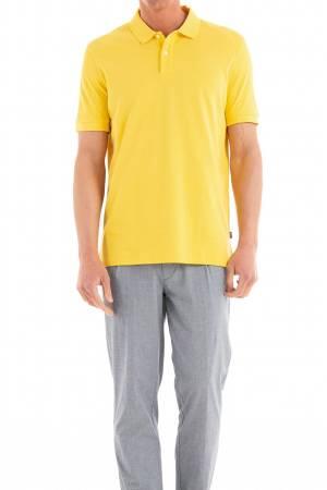 Logo İşlemeli Organik Pamuklu Erkek Polo T-Shirt - 50468301 Sarı - Thumbnail