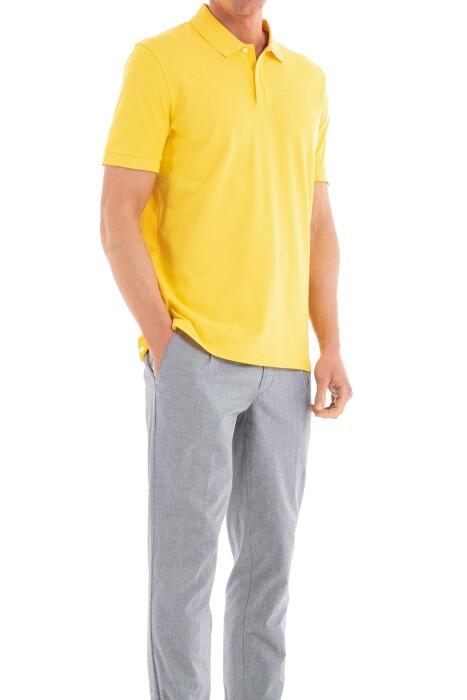 Logo İşlemeli Organik Pamuklu Erkek Polo T-Shirt - 50468301 Sarı
