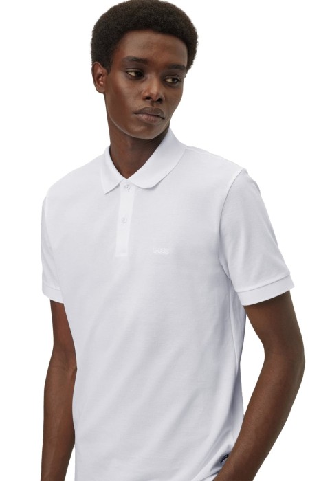 Logo İşlemeli Organik Pamuklu Polo Erkek T-Shirt - 50468362 Beyaz