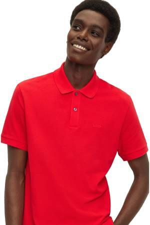 Logo İşlemeli Organik Pamuklu Polo Erkek T-Shirt - 50468362 Kırmızı - Thumbnail