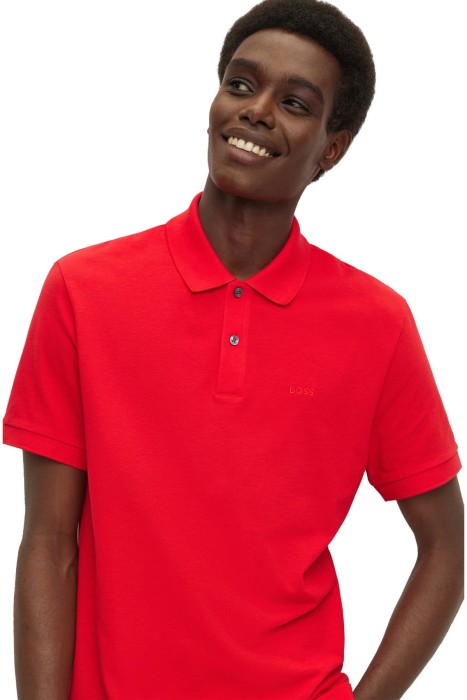 Logo İşlemeli Organik Pamuklu Polo Erkek T-Shirt - 50468362 Kırmızı