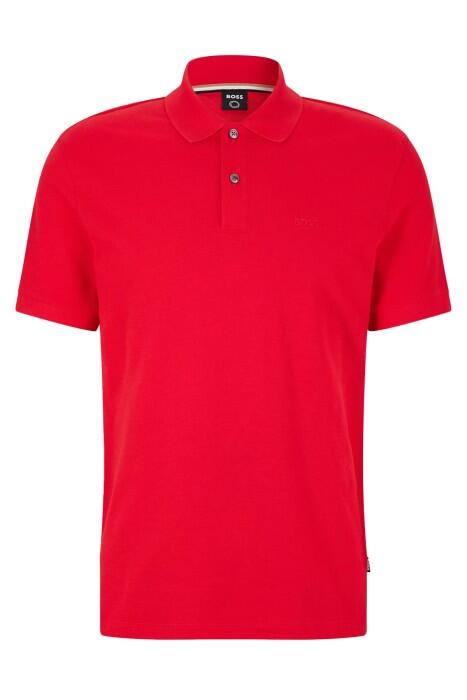 Logo İşlemeli Organik Pamuklu Polo Erkek T-Shirt - 50468362 Kırmızı