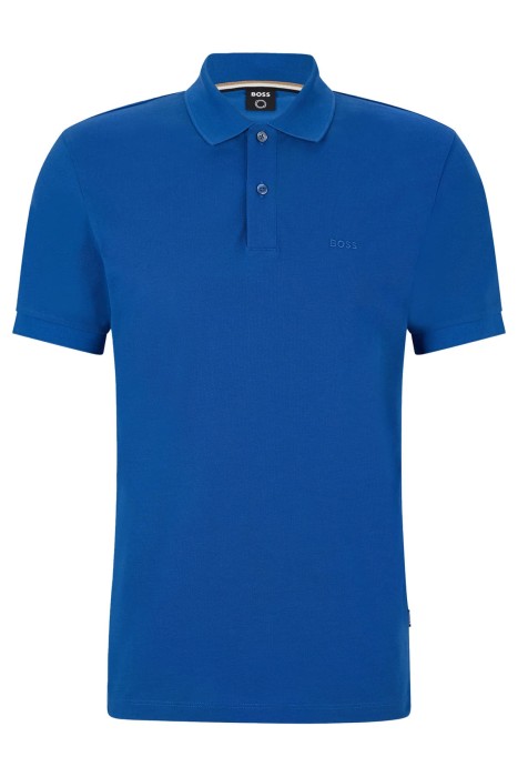 Logo İşlemeli Organik Pamuklu Polo Erkek T-Shirt - 50468362 Mavi
