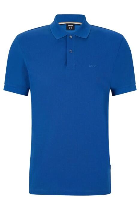 Logo İşlemeli Organik Pamuklu Polo Erkek T-Shirt - 50468362 Mavi - 5