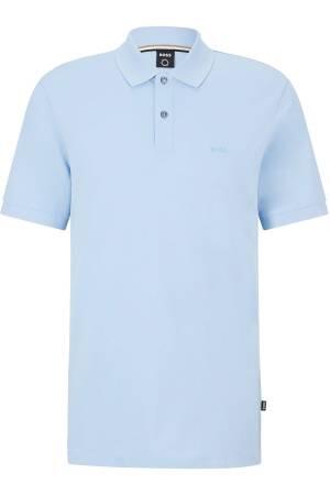 Logo İşlemeli Organik Pamuklu Polo Erkek T-Shirt - 50468362 Pastel Mavi - Thumbnail