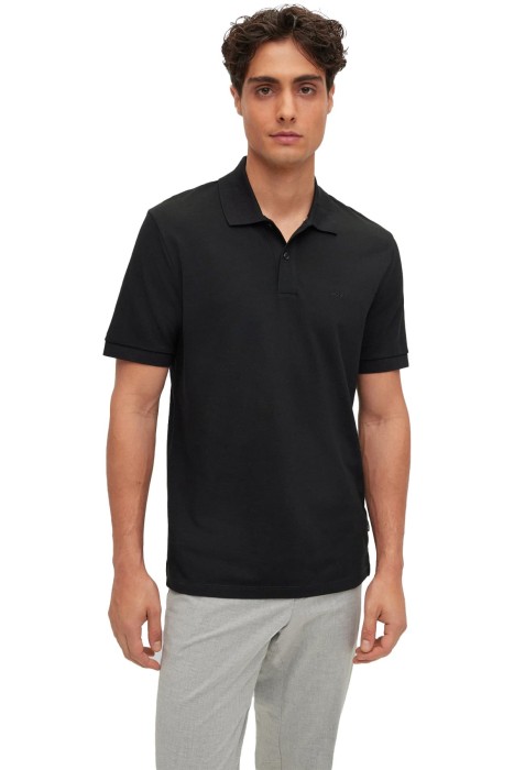 Boss - Logo İşlemeli Organik Pamuklu Polo Erkek T-Shirt - 50468362 Siyah
