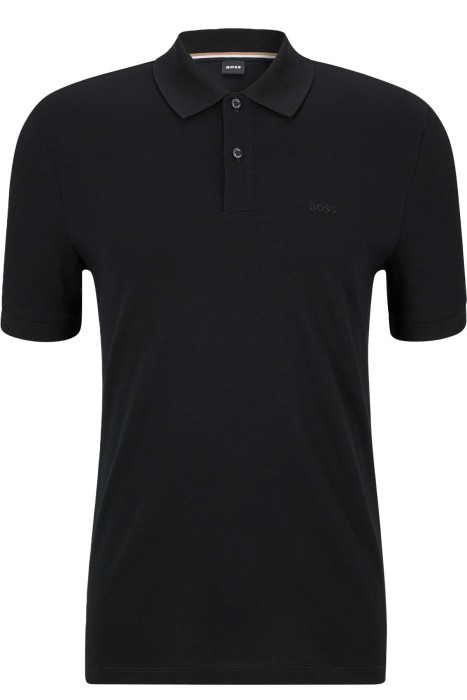 Logo İşlemeli Organik Pamuklu Polo Erkek T-Shirt - 50468362 Siyah