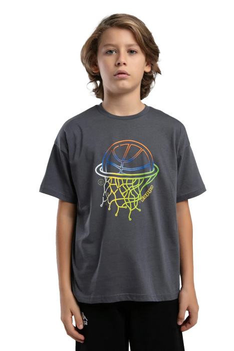 Logo Jos Erkek Çocuk T-Shirt - 372B1BW Koyu Gri - 1