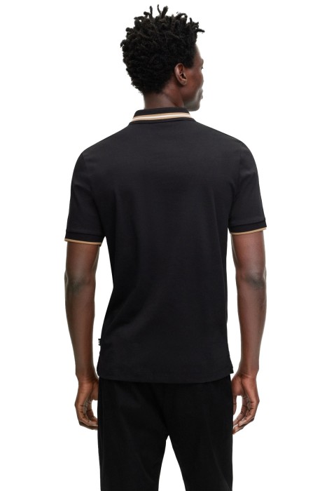 Logo Rozetli Merselize Pamuklu Erkek Polo T-Shirt - 50495553 Siyah