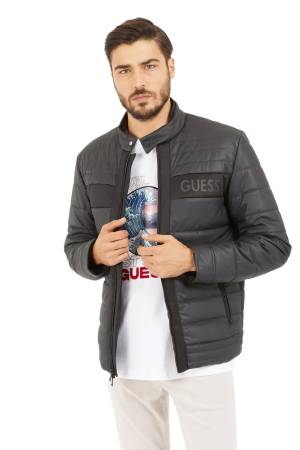 Logo Stretch Padded Erkek Mont - M4YL16WFHD0 Siyah - Guess