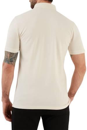 Logo Yamalı Streç Pamuklu Erkek Polo T-Shirt - 50472668 Krem - Thumbnail