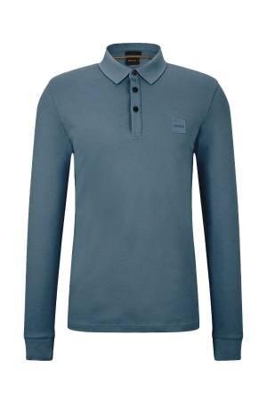 Logo Yamalı Uzun Kollu Erkek Polo T-Shirt - 50472681 Açık Mavi - Thumbnail