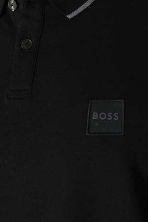 Logo Yamalı, Uzun Kollu Streç Pamuklu Erkek Polo T-Shirt - 50484860 Siyah - Thumbnail