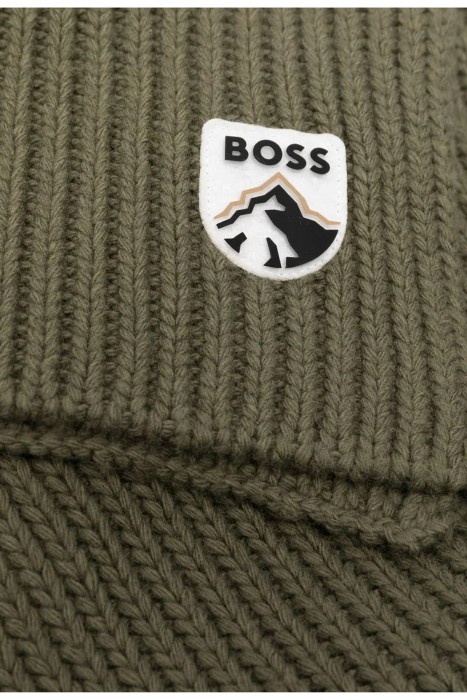 Boss - Logolu Erkek Atkı - 50475946 Haki