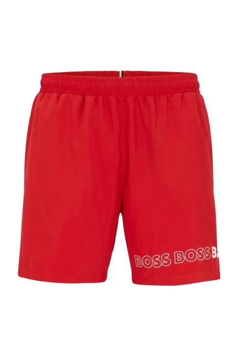 Boss - Logolu Erkek Deniz Şortu - 50469300 Kırmızı