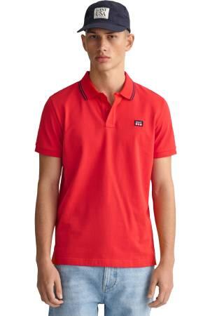 Logolu Erkek Polo T-Shirt - 2062013 Parlak Kırmızı - Thumbnail