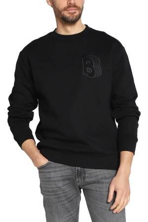 Logolu Erkek SweatShirt - 50481578 Siyah - Thumbnail