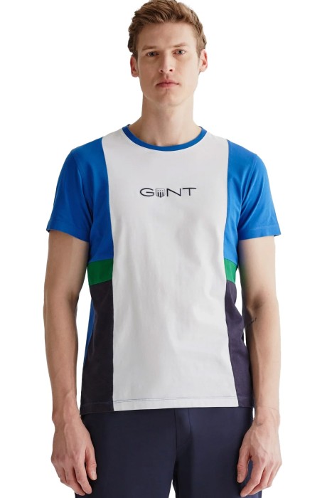 Gant - Logolu Erkek T-Shirt - 2323113T Mavi/Beyaz