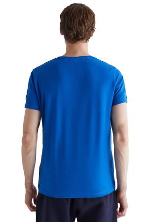 Logolu Erkek T-Shirt - 2323166T Mavi/Beyaz - Thumbnail