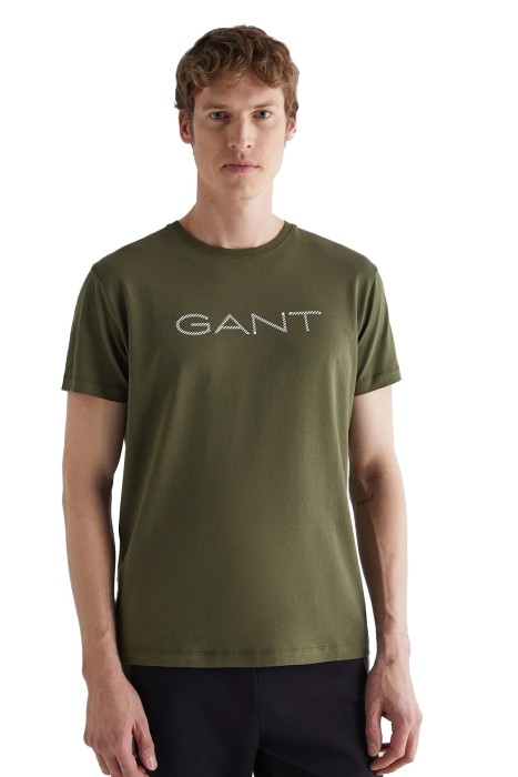 Gant - Logolu Erkek T-Shirt - 2323166T Yeşil