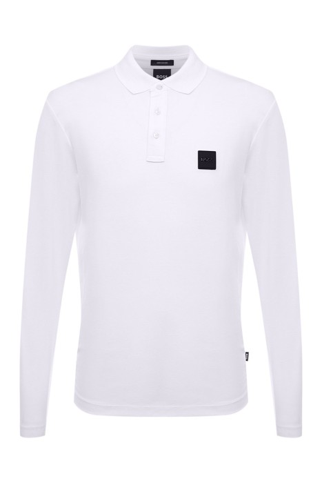 Boss - Logolu Erkek Uzun Kollu Polo T-Shirt - 50485162 Beyaz