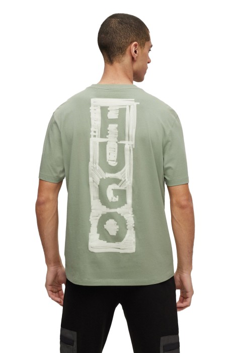 Hugo - Logolu Pamuklu Erkek T-Shirt - 50493996 Haki