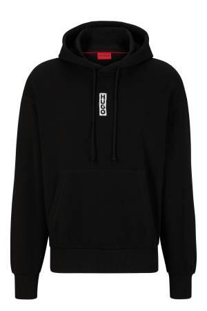 Logolu Pamuklu Kapüşonlu Erkek SweatShirt - 50494180 Siyah - Thumbnail