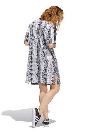 Love Unites Doodle Kadın T-Shirt Elbise - HC3083 Beyaz/Gri - 2