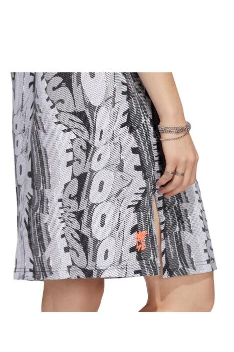 Love Unites Doodle Kadın T-Shirt Elbise - HC3083 Beyaz/Gri - 6