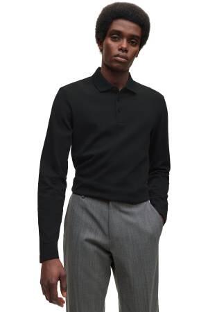 Merserize Pamuklu Erkek Polo T-Shirt - 50485002 Siyah - Thumbnail