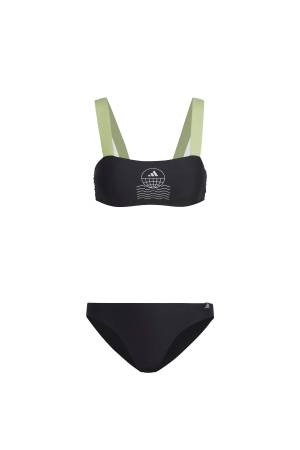 Natureef Grph Kadın Bikini Alt Üst Takım - H62043 Siyah/Su Yeşili - Adidas