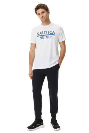 Nautica Baskılı Erkek T-Shirt - V35532T Beyaz - Thumbnail