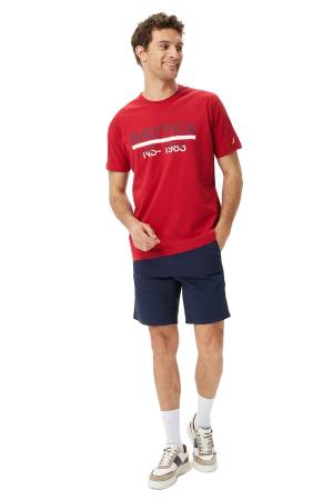 Nautica Baskılı Erkek T-Shirt - V35532T Kırmızı - Thumbnail
