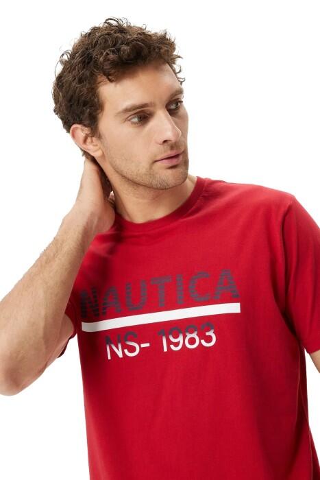 Nautica Baskılı Erkek T-Shirt - V35532T Kırmızı