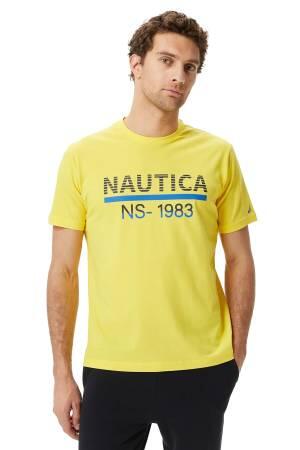 Nautica Baskılı Erkek T-Shirt - V35532T Sarı - Thumbnail