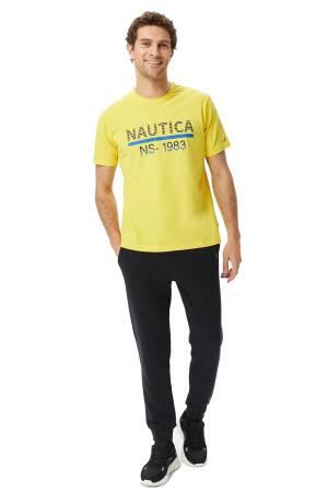 Nautica Baskılı Erkek T-Shirt - V35532T Sarı - Thumbnail