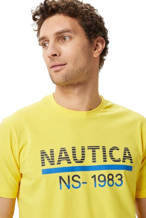 Nautica Baskılı Erkek T-Shirt - V35532T Sarı