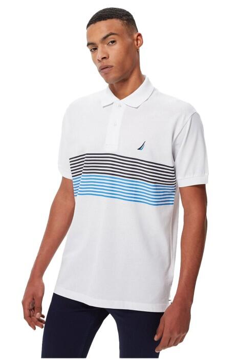 Nautica - Nautica Classic Erkek Polo Yaka T-Shirt -K35506T Beyaz